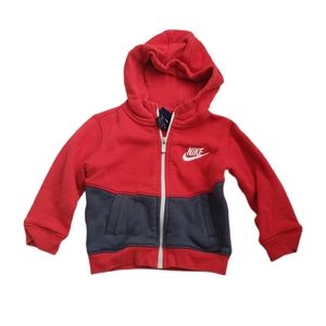 Nike 6-9m Baby Red Hooded Zip Up Sweatshirt Jacket